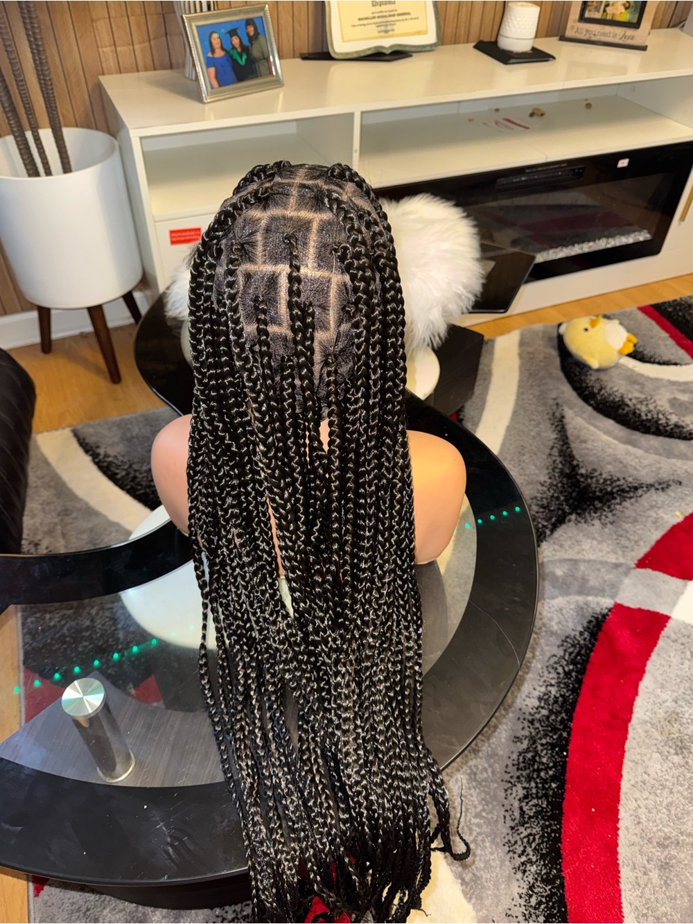 Hand-Tied Long Black Box Braid Wig by